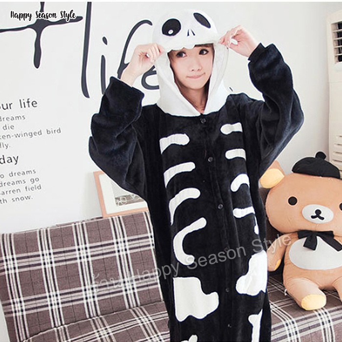 ชุดโครงกระดูก ☠ มีฮู๊ด ☠ ผ้านิ่มดังมาชเมลโล่