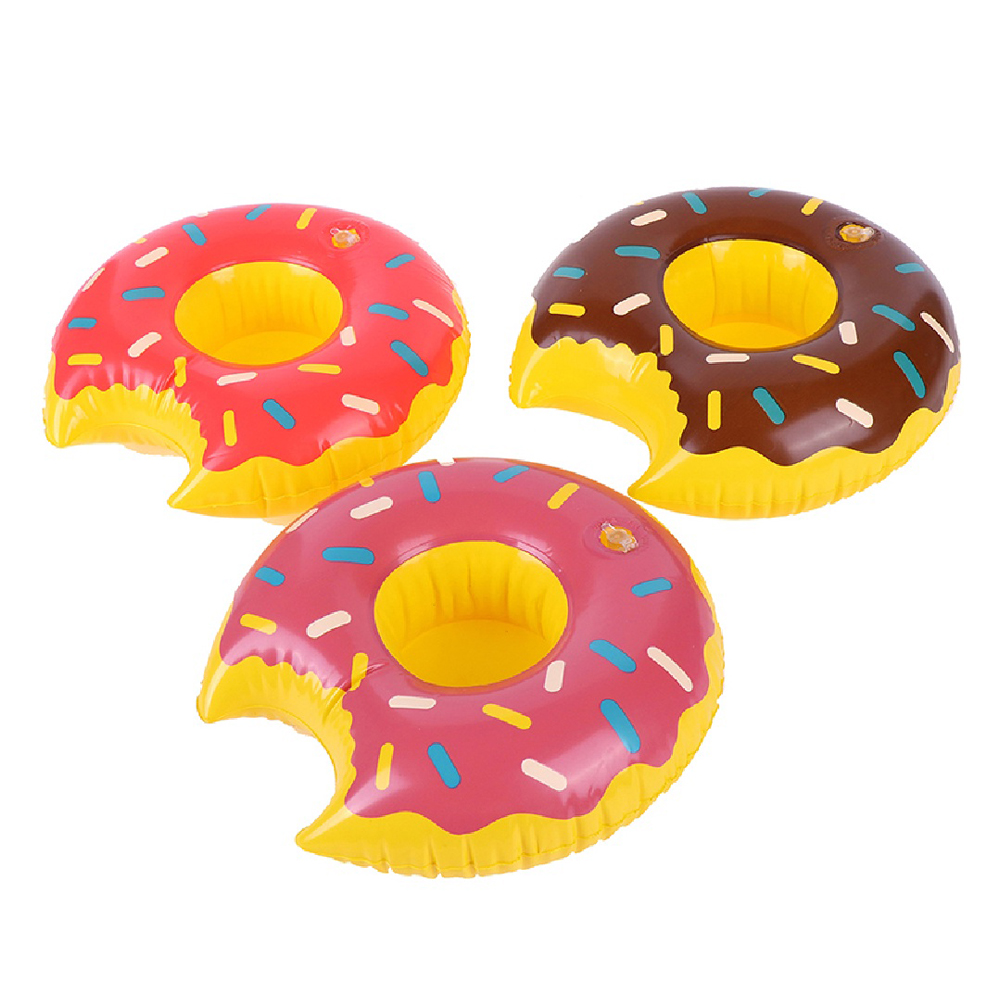 ที่วางแก้วเป่าลม โดนัท สีน้ำตาล Inflatable Brown Donut Cup Holder