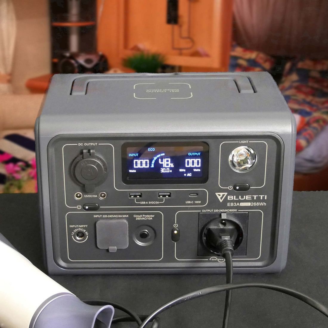 Bluetti EB3A Portable Power Station ความจุ 600W/268Wh แบตเตอรี่สำรองอเนกประสงค์