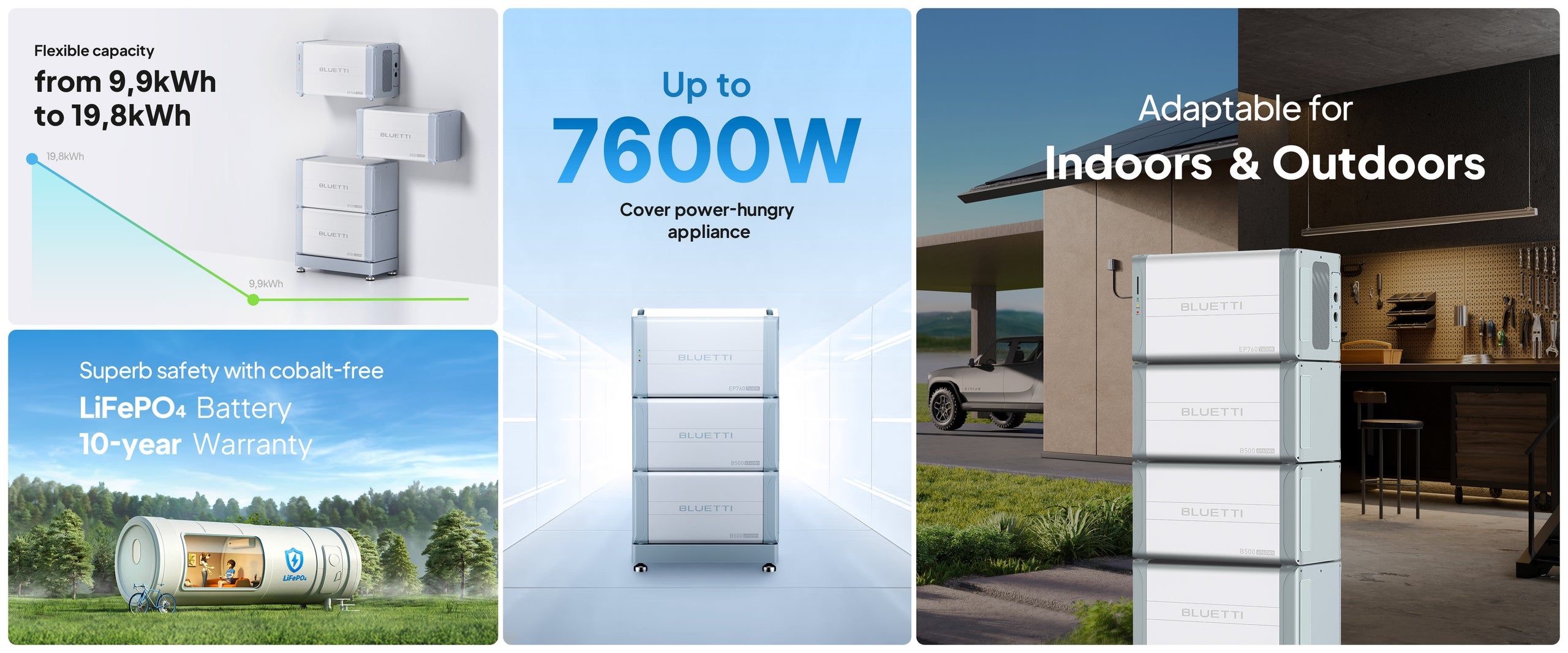 BLUETTI EP760 + B500*2 | 7600W 9920Wh Power Kit Home Battery Backup แบตเตอรี่สำรองเอนกประสงค์