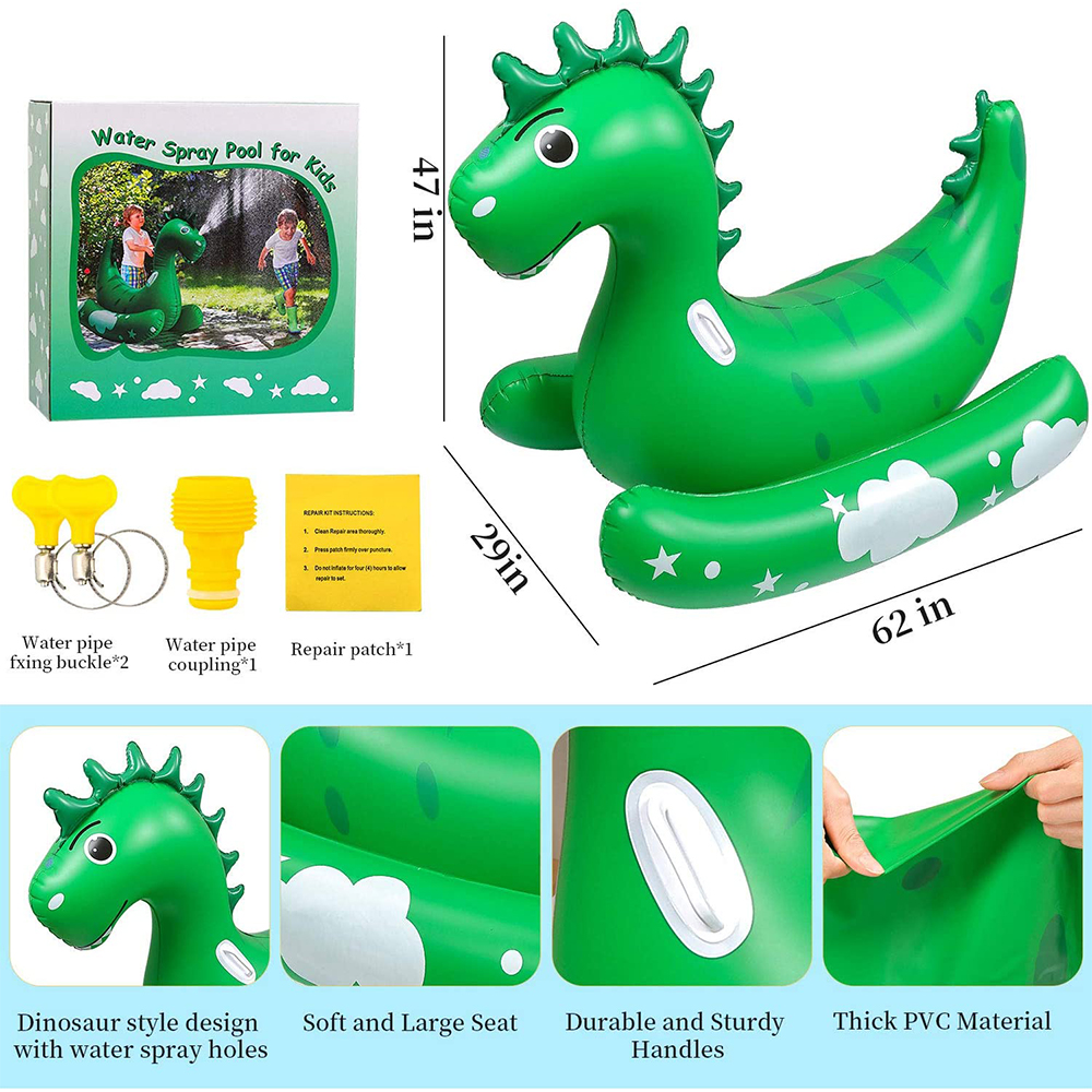 Inflatable Pool Float for Kids Adults - Kids Sprinklers Pool Toy แพเป่าลมรูปไดโนเสาร์สำหรับเด็ก พร้อมสปริงเกอร์พ่นน้ำได้