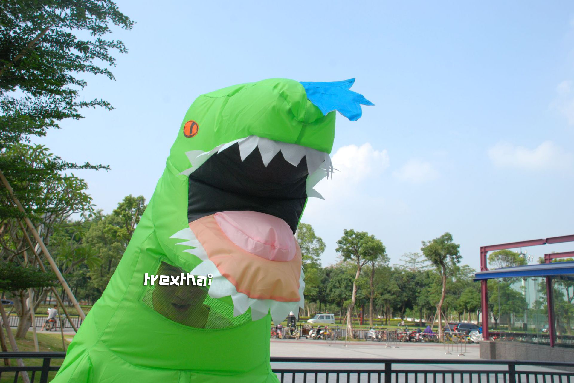 ชุดมาสคอต ไดโนเสาร์ สำหรับผู้ใหญ่ (140-190ซม.) สีเขียว