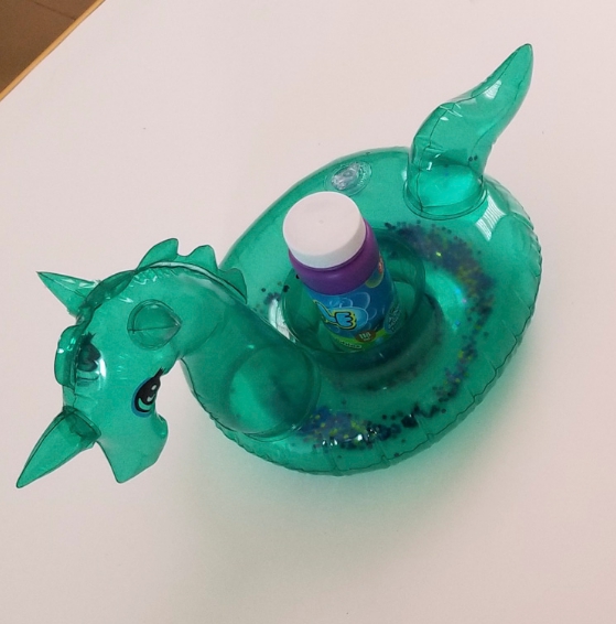 ที่วางแก้วเป่าลม พิกาซัส สีเขียวใส Inflatable Green Pegasus Cup Holder