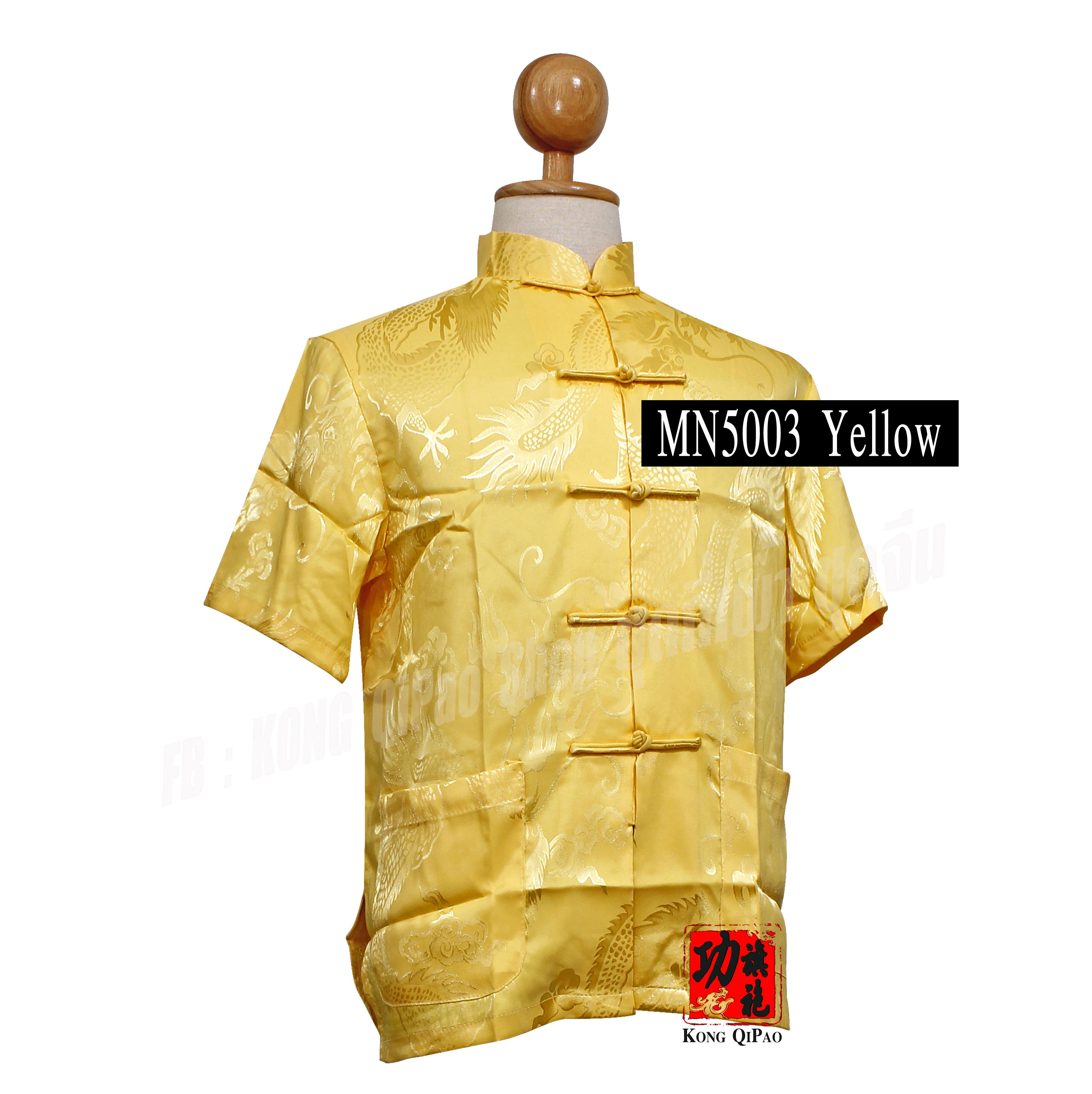 MN5003 เสื้อจีนแขนสั้น ลายมังกร