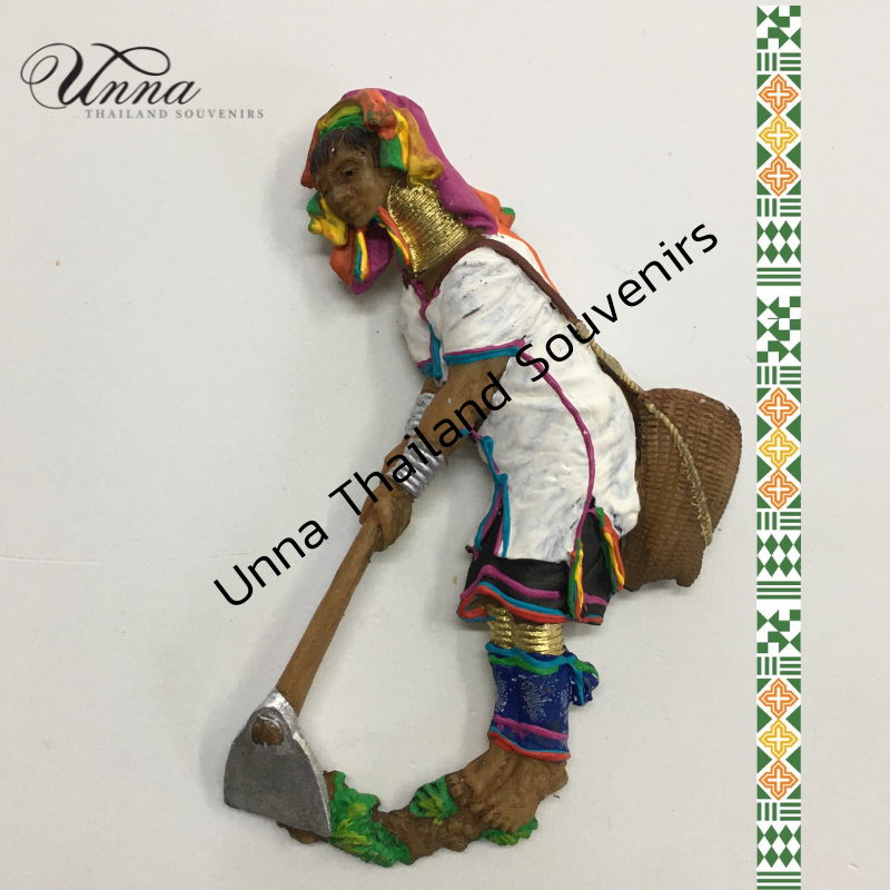 กะเหรียงคอยาว ชาวเขา ของขวัญ ของที่ทระลึกไทย งานแฮนด์เมด Karen hill tribe fridge souvenir magnet