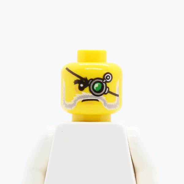 Beard Gray and White, Mechanical Left Eye Pattern - Hollow Stud