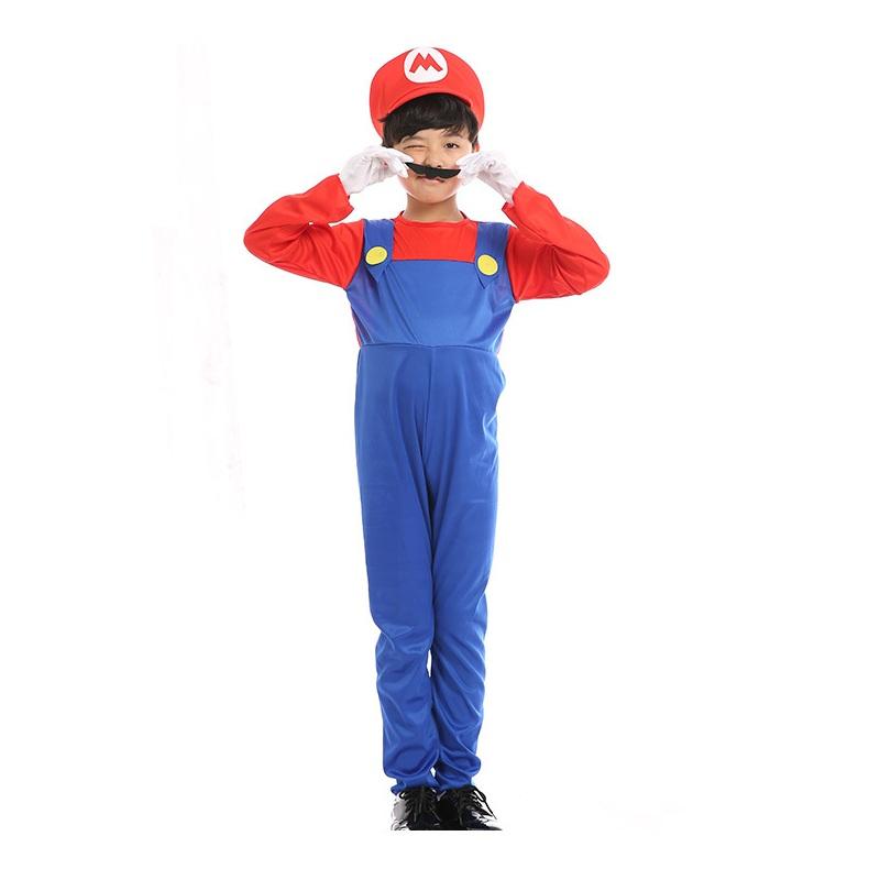 ชุดแฟนซีเด็ก ชุดมาริโอ้ และหลุยซ์ Mario รุ่นประหยัด เอี๊ยมผ้ายืด (มี 2 สี เขียว,แดง)