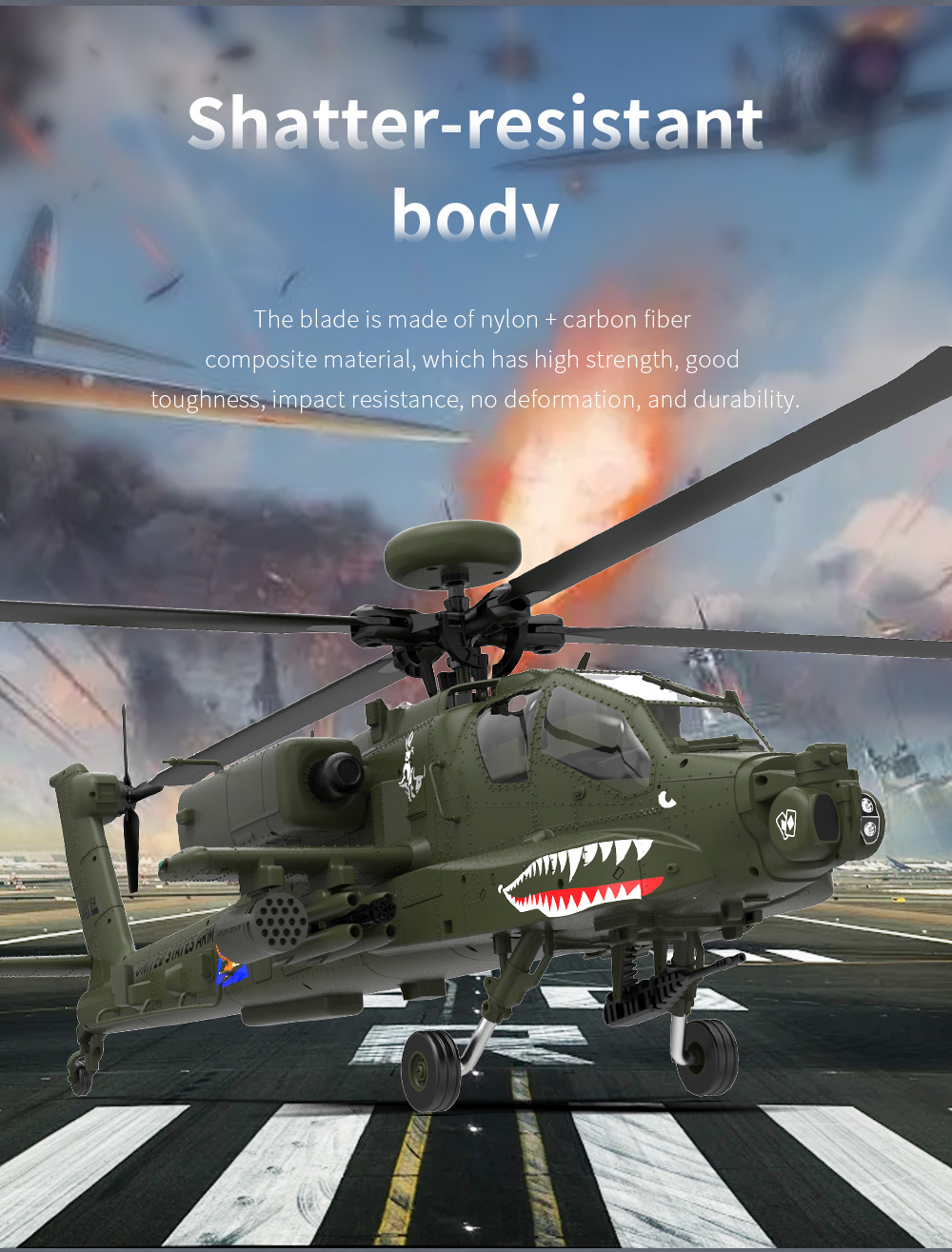 YuXiang F11 Apache AH-64 6CH 6-Axis Gyro RC Helicopter