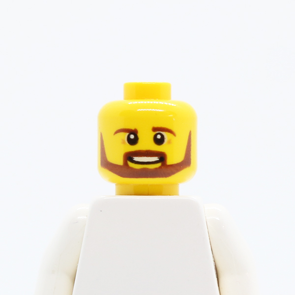 Male Brown Beard and Eyebrows, Goatee, Pupils, Teeth Pattern - Hollow Stud