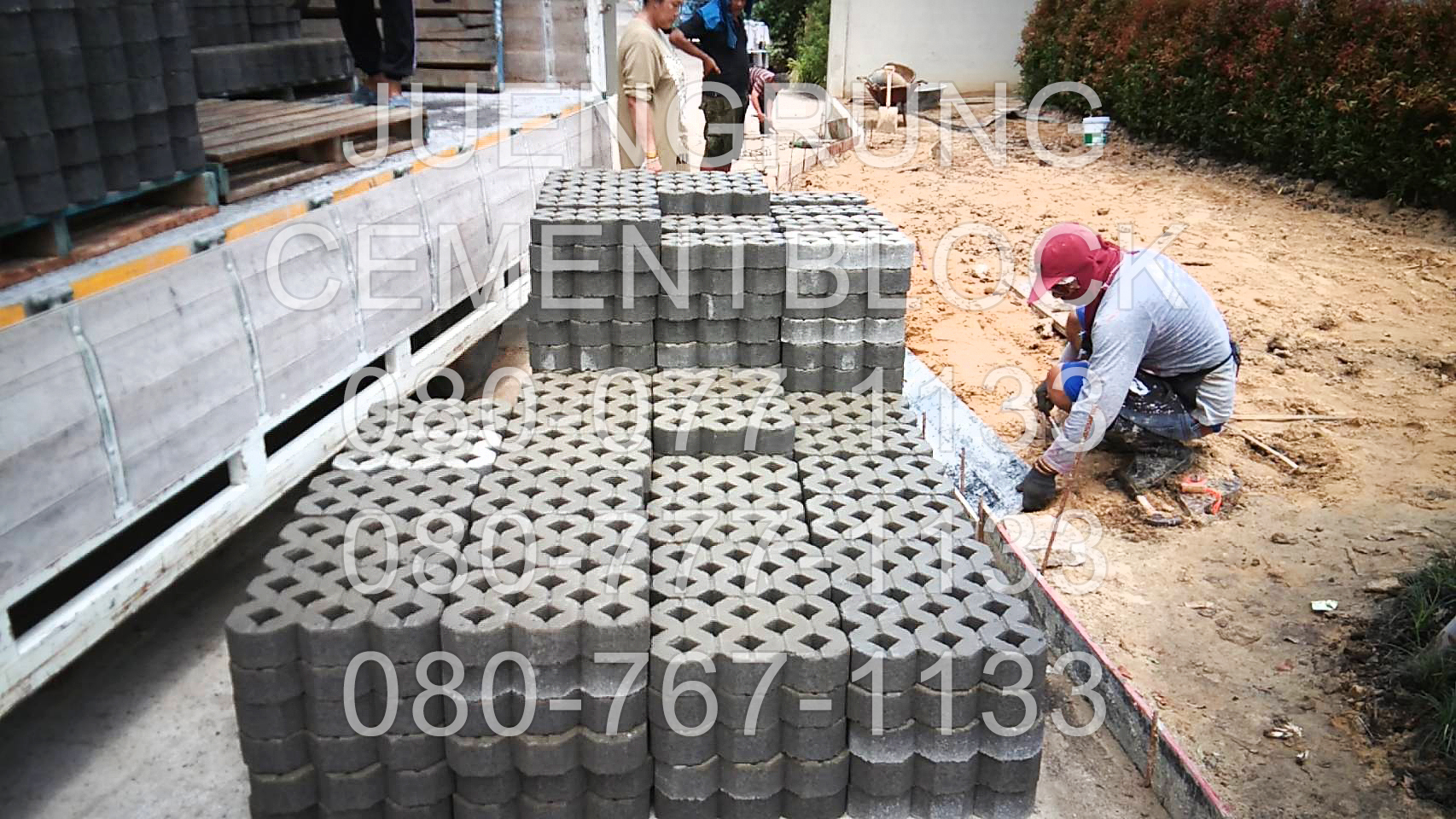 บล็อกปูหญ้า หน้าเรียบ สีเทา