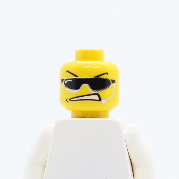 Glasses with Sunglasses, Arched Eyebrows, Open Mouth, and Headset Pattern - Blocked Open Stud