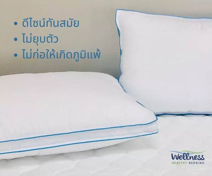 หมอนขนห่านเทียม 1200 กรัม เย็บขอบ 2 กุ๊น ขนเป็ดเทียม หมอนหนุนเพื่อสุขภาพ