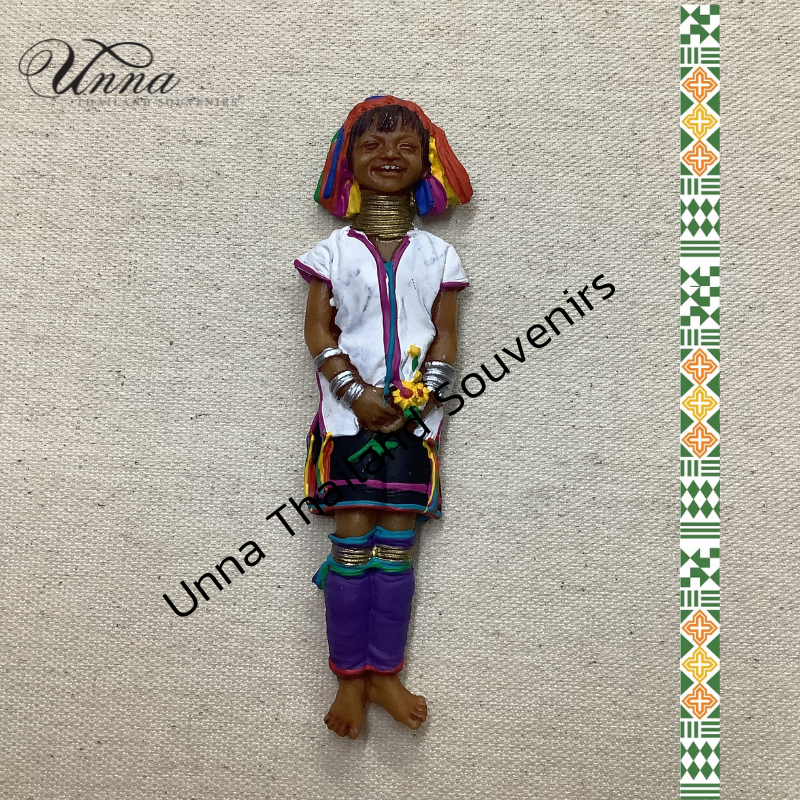 กะเหรี่ยงคอยาว ปกากญอ ของที่ระลึกไทย แม่เหล็กติดตู้เย็น Fridge magnet hill tribe collection