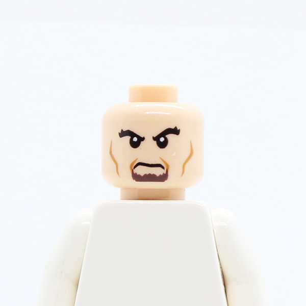 Dual Sided Black Bushy Eyebrows, Brown Goatee, Cheek Lines, Angry / Bared Teeth with Red Eyes Pattern - Hollow Stud