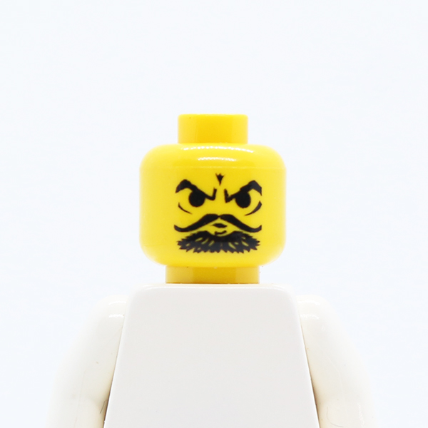 Moustache Curly Thin, Goatee, Furrowed Brow Pattern - Blocked Open Stud