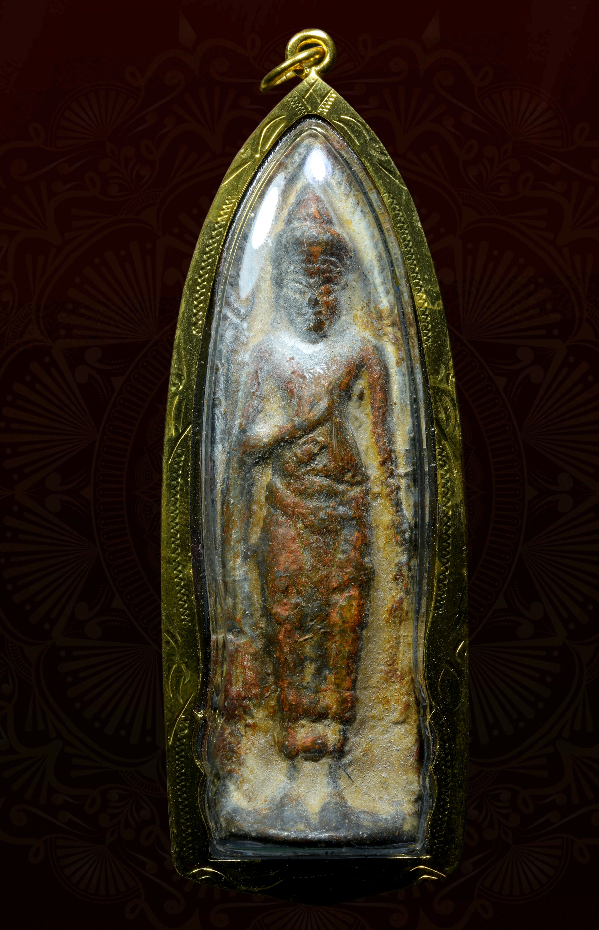 พระร่วงยืนประทานพร หลังรางปืน เนื้อชินตะกั่ว