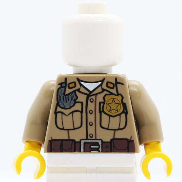 Shirt Button Down with Pockets, Radio, Badge and Dark Brown Belt Pattern / Dark Tan Arms / Yellow Hands