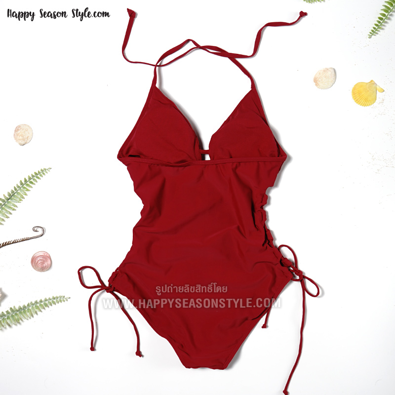 ชุดว่ายน้ำ วันพีช ผูกคอ สานข้าง สายฝอ สีเนื้อ (มีให้เลือก 3 สี)