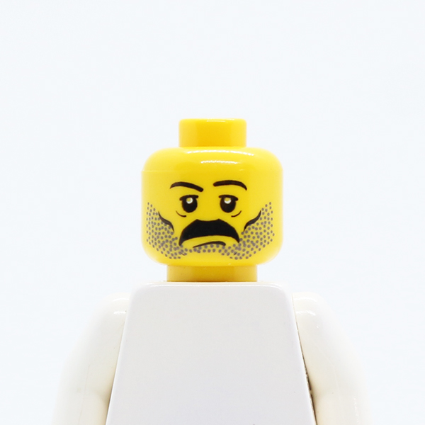 Moustache and Stubble Pattern, White Pupils, Eyebrows - Blocked Open Stud