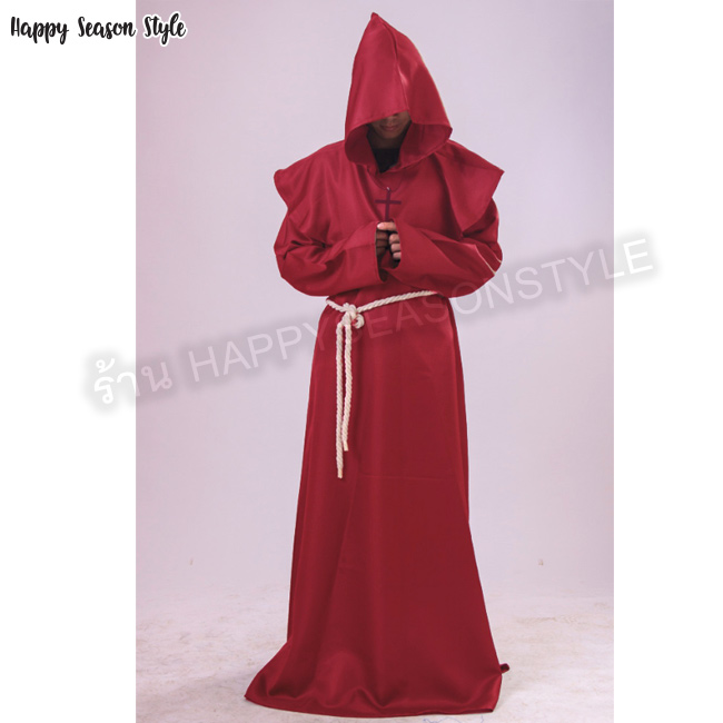 ชุดแฟนซี ชุดฮาโลวีน ชุดผี halloween ชุดคอสเพลย์ Cosplay - ผ้าคลุมกำมะหยี่ มีฮู๊ด พ่อมด วิสาจ แนวดาร์ค ผ้ากำมะหยี่ดำ สำเนา