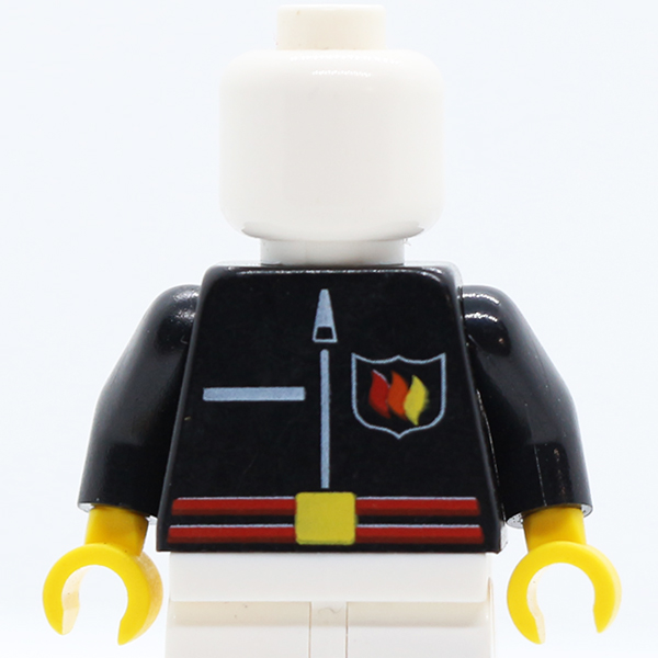 Fire Flame Badge, Red Belt, and Zipper Pattern / Black Arms / Yellow Hands