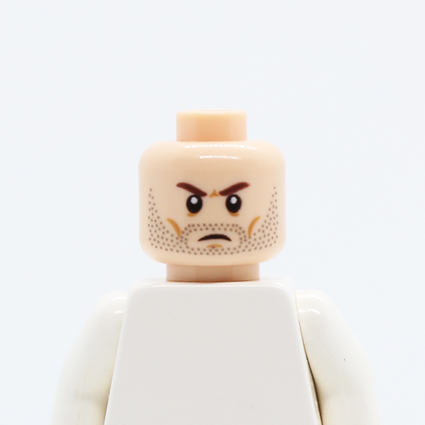 Beard Stubble, Brown Angry Eyebrows, White Pupils Pattern - Hollow Stud