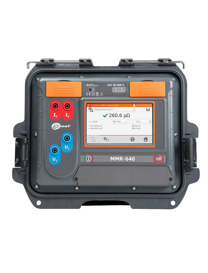 SONEL รุ่น MMR-650 เครื่องวัดความต้านทานหน้าคอนแทค 10A แบบหน้าจอสีทัชสกรีน มาพร้อมเซ็นเซอร์วัดอุณหภูมิ ตัวเครื่องทนทานต่อสภาพแวดล้อมระดับ IP67