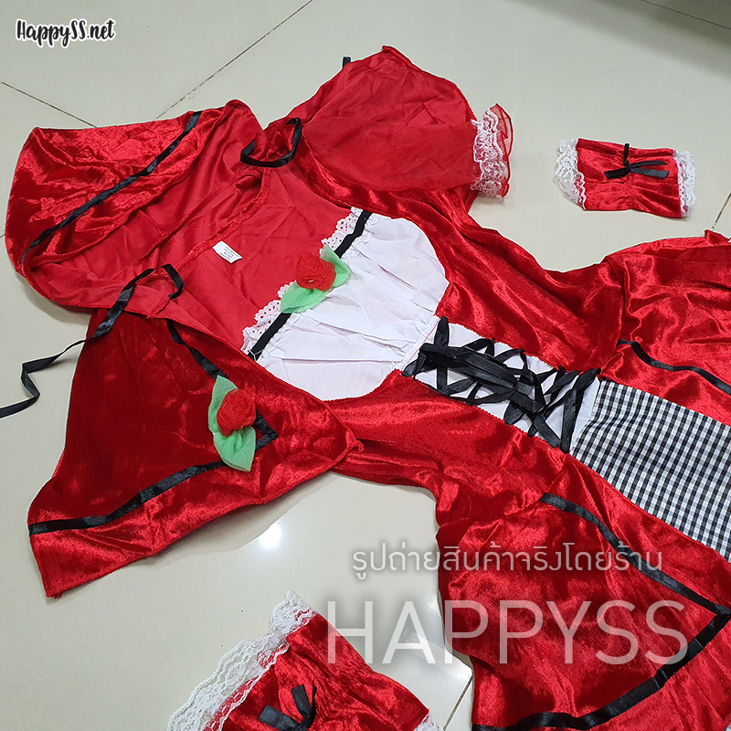 ชุดหนูน้อยหมวกแดง พร้อมผ้าคลุม รุ่นกุหลาบ ชุดนิทาน ชุดคอสเพลย์ Cosplay