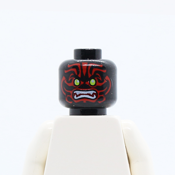 Alien with Lime Eyes, White Fangs, Red Face Decorations and Dark Red Mouth Pattern - Hollow Stud