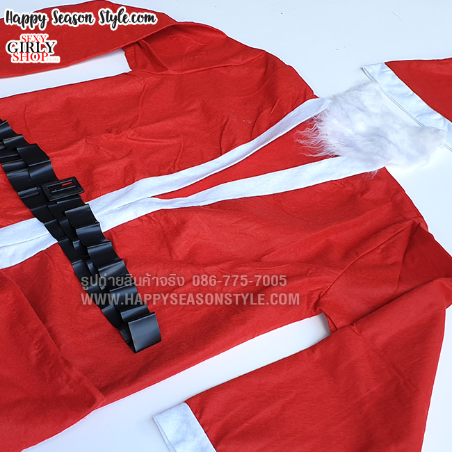 ชุดซานต้าผ้าสักกะหลาด รุ่นประหยัด