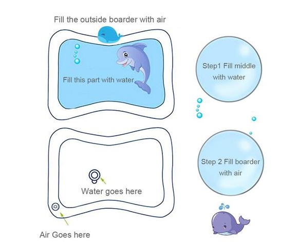 เบาะเป่าลม สำหรับลูกน้อย ลายโลกใต้ทะเล Inflatable Water Mat For Babies