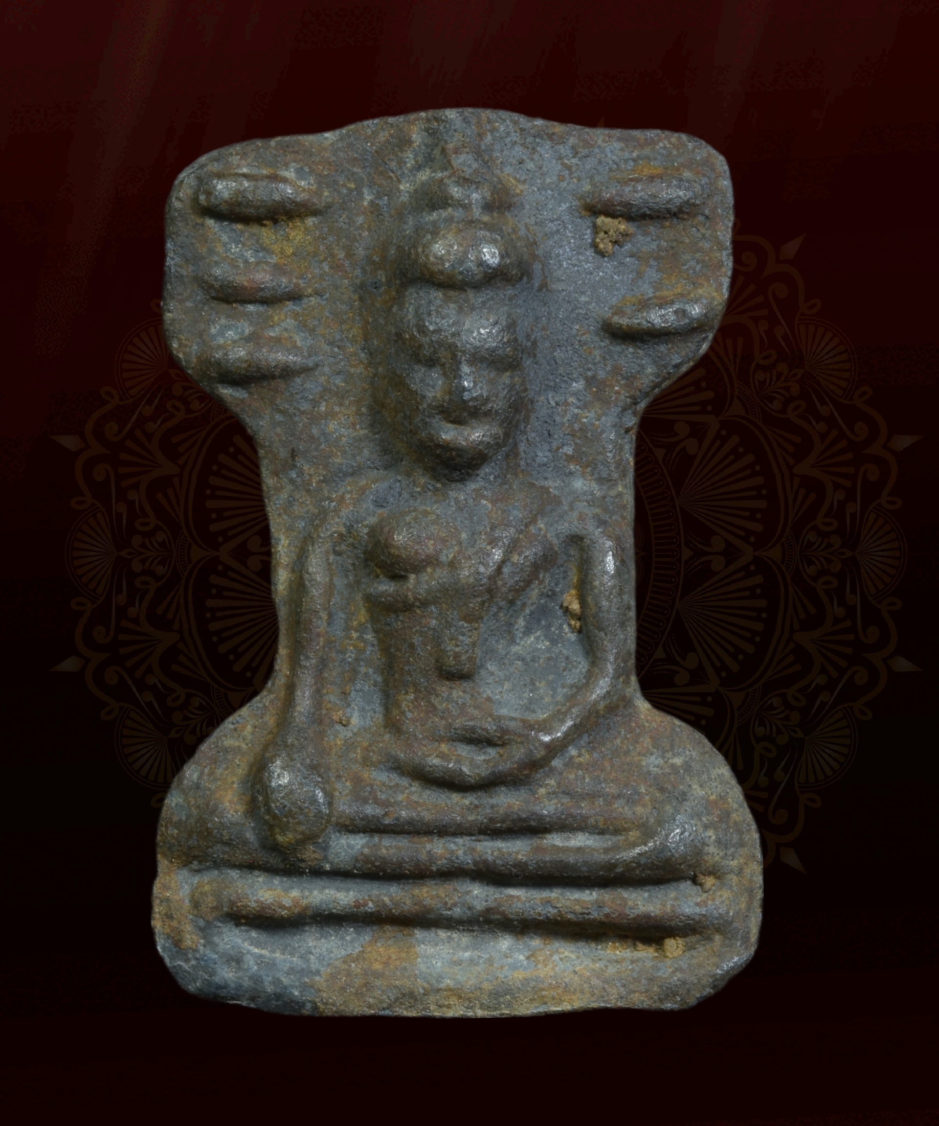 พระมเหศวร สองหน้าหัวกลับ เนื้อชินแก่ตะกั่ว