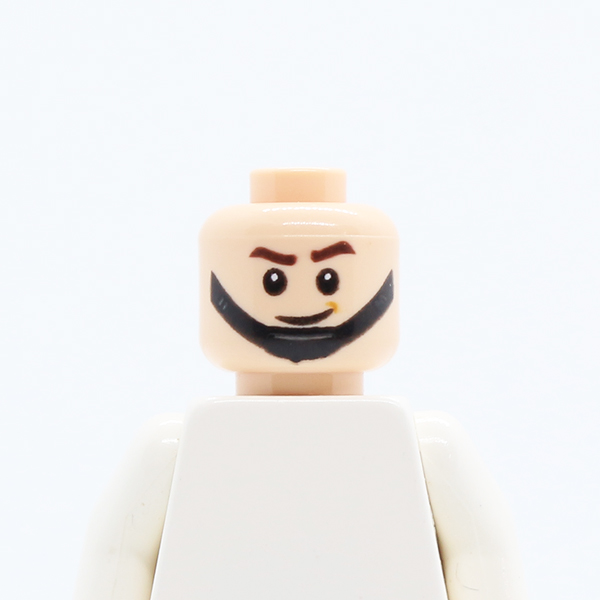 Dual Sided SW Brown Eyebrows, Black Chin Strap, Smile / Frown Pattern - Hollow Stud