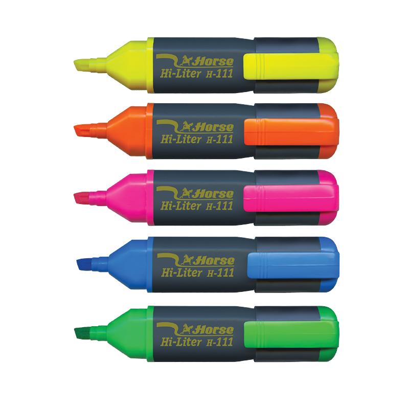 ปากกาเน้นข้อความ ตราม้า H-111 (แพ็ค12ด้าม) มี 5 สี