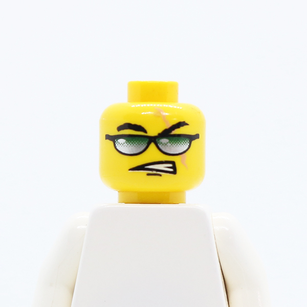 Glasses with Green and Silver Sunglasses and Scar Pattern - Blocked Open Stud