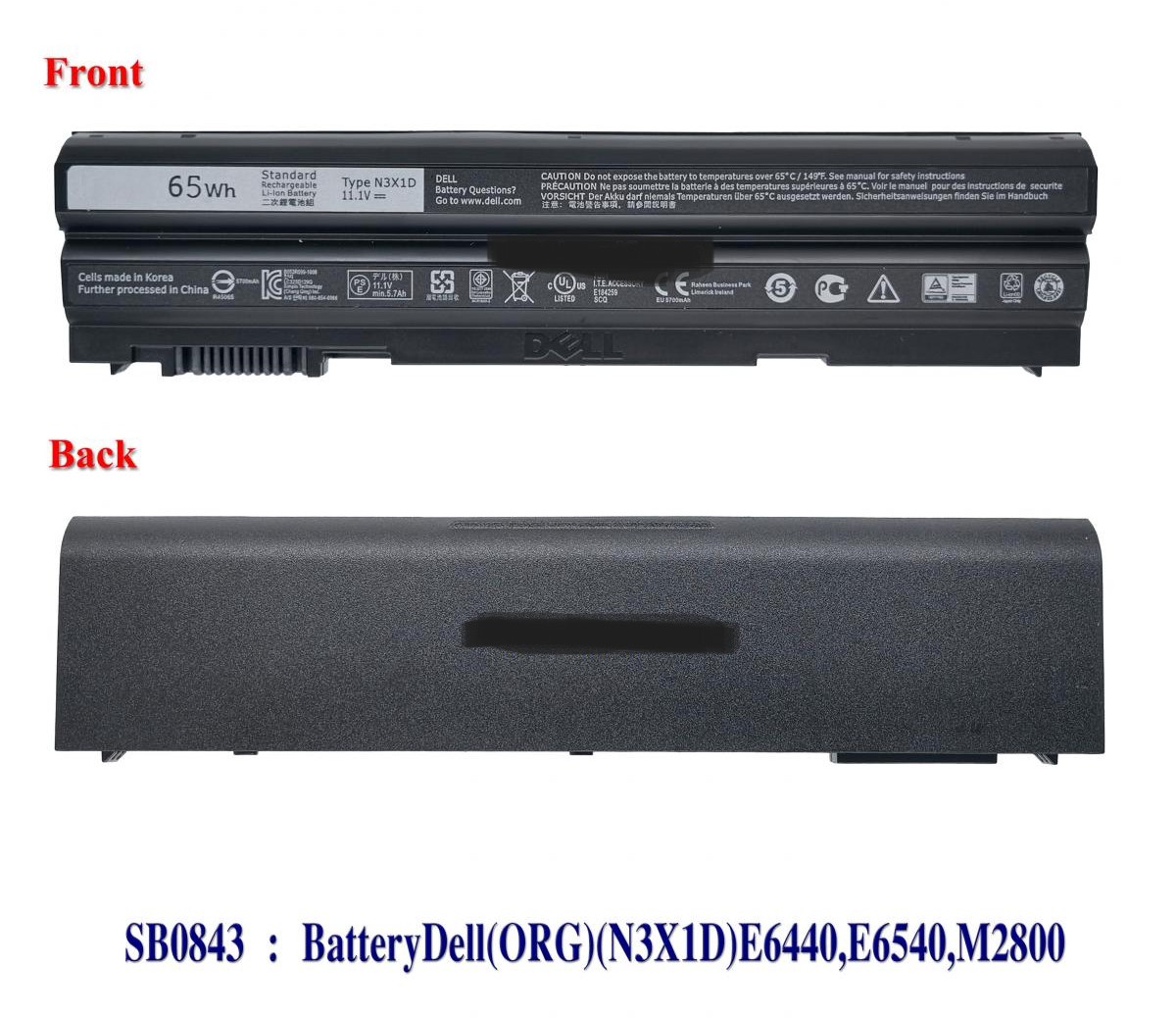 SB0843 - BatteryDell(ORG)(N3X1D)E6440,E6540,M2800,