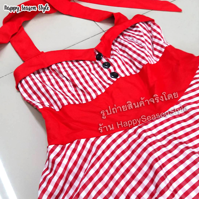 ชุดมาริลีน มอนโร ลายสก๊อต วินเทจ ย้อนยุค (มีหลายสี)