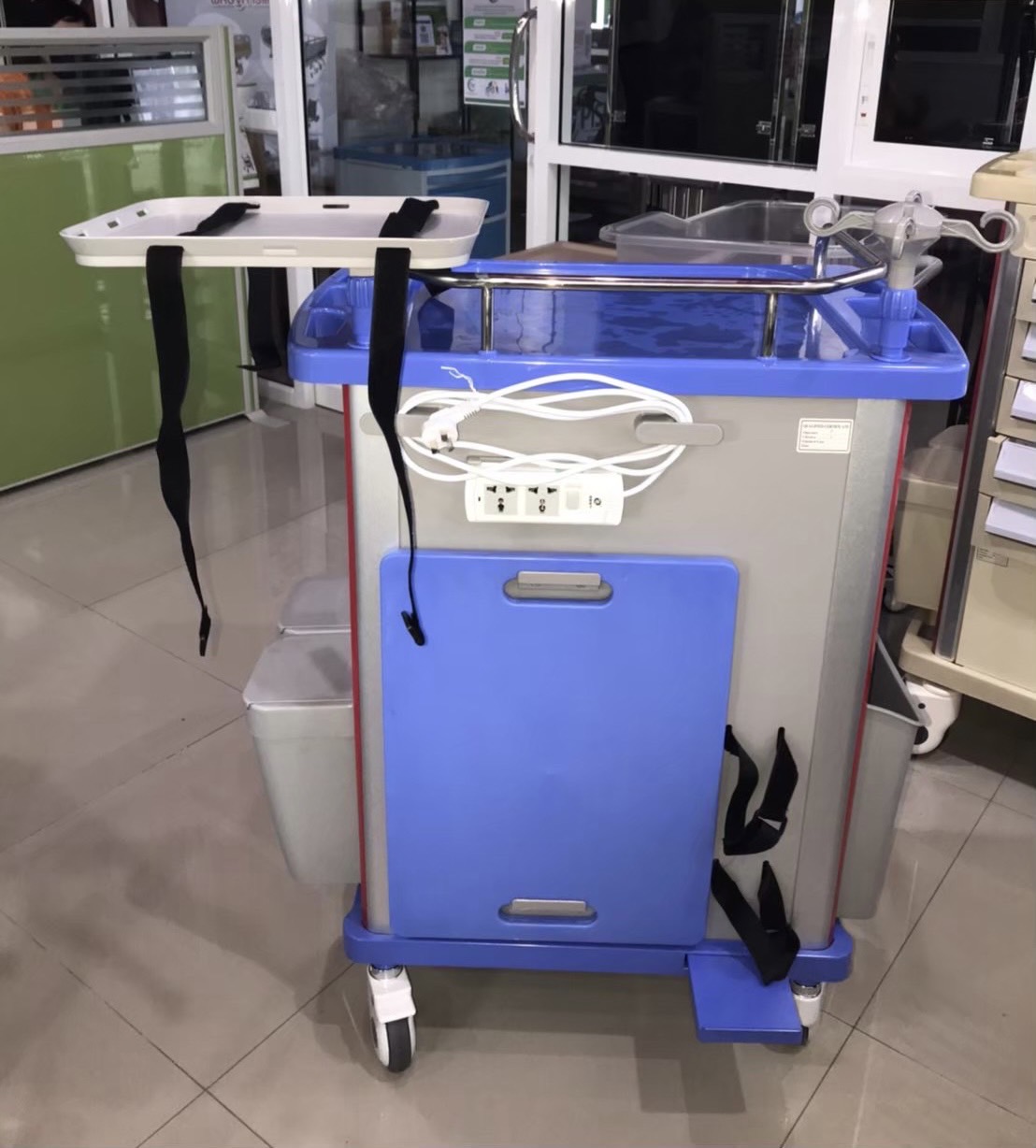 รถเข็นพยาบาลฉุกเฉินช่วยชีวิต Emergency Cart มีที่สำหรับตั้ง Laptop รุ่น SL-F09-2