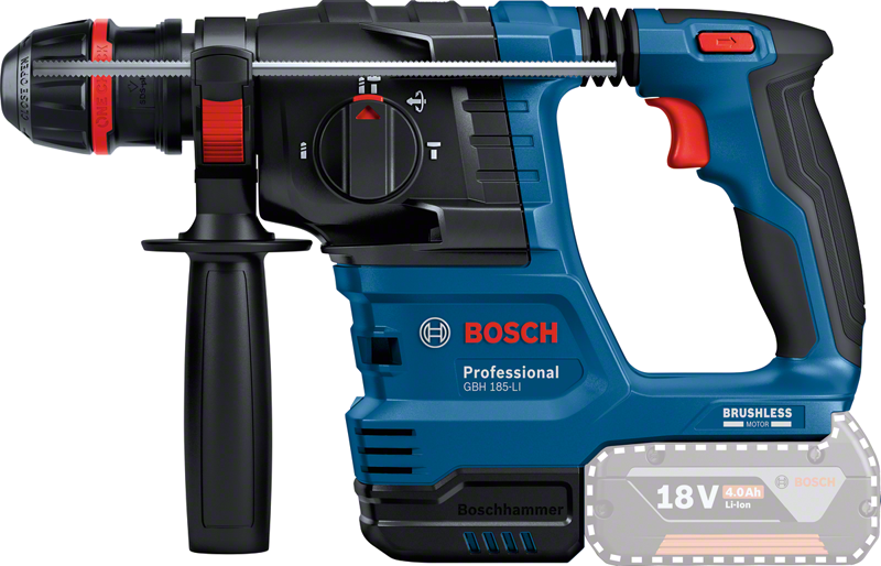 Bosch รุ่น GBH 185-LI สว่านโรตารี่ไร้สายระบบ SDS plus พร้อมแบตเตอรี่ขนาด 4.0 Ah 2 ก้อน และแท่นชาร์จ