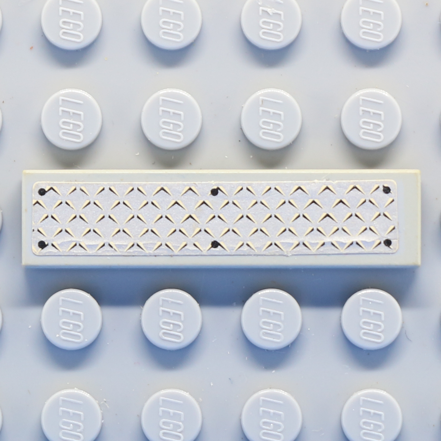 Tile 1 x 4 with Silver Tread Plate and 6 Rivets Pattern (Sticker) - Sets 3179 / 7636 / 7642 / 7942 / 7944 / 8191