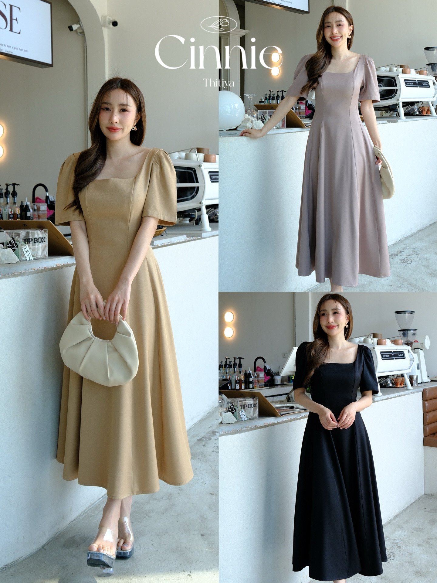 Cinnie Dress เดรสทรงผู้ดีแบบเต็ม 10 งานละเอียดตีเกล็ดรอบตัว thitiya