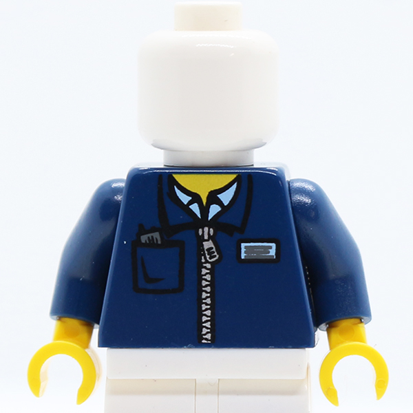 Zipper Jacket with Light Blue Shirt and Ticket in Pocket Pattern / Dark Blue Arms / Yellow Hands