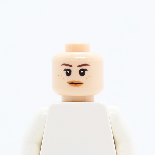 Dual Sided Female Brown Eyebrows, Freckles, Peach Lips Neutral / Scowling Pattern (Rey) - Hollow Stud
