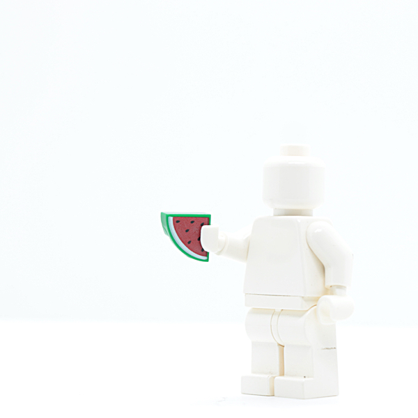 Round 1 x 1 Quarter with Red Watermelon Pattern