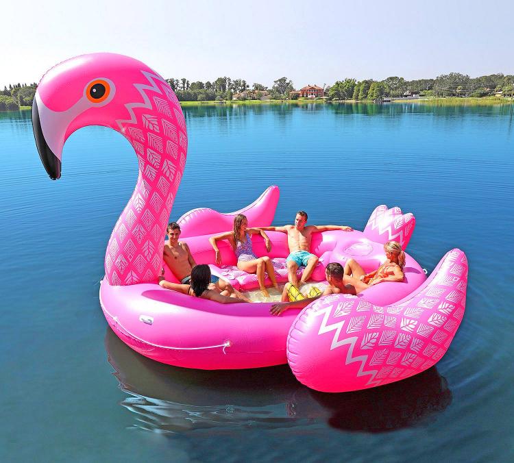 แพยางฟลามิงโก้ ขนาดใหญ่ นั่งได้ 6-8 คน Inflatable Giant Flamingo Pool Float for 6-8 persons