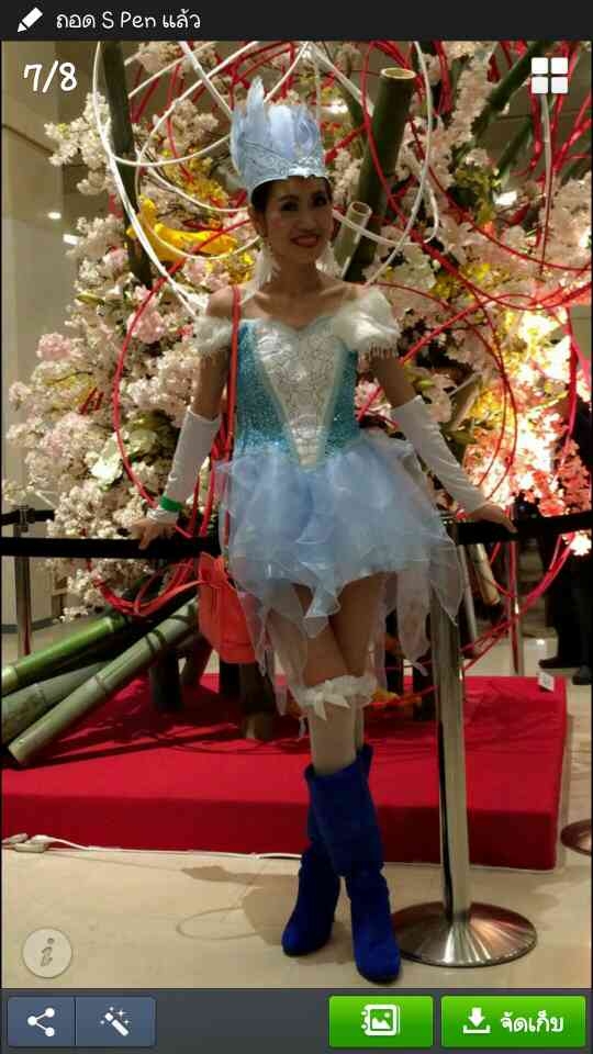 ชุดเจ้าหญิงสีฟ้า มงกุฎขนนก ชุดนางฟ้า