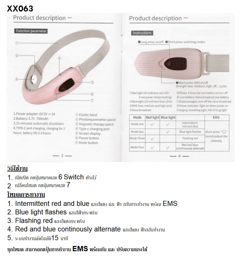 เครื่องนวดหน้าเรียว V-Face lifting massager 1,490-