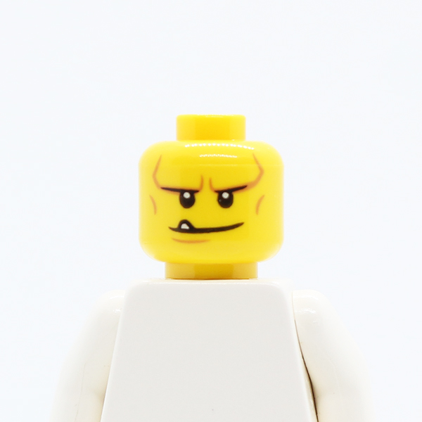 Dual Sided Black Eyebrows, White Pupils, Chin Dimple and Cheek Lines, Smile with Tooth / Frown Angry Pattern