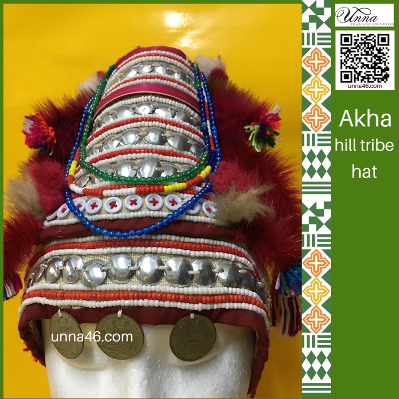 หมวกชาวเขา หมวกอาข่า ชุดชาวเขา Akha handmade traditional cultural hat