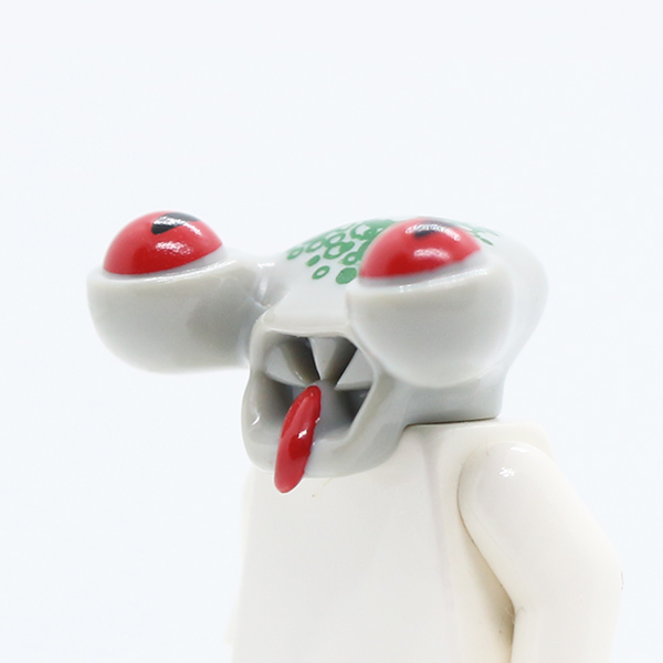 Alien with Tongue and Red Eyes, Dark Green Scales Pattern (Squidman)